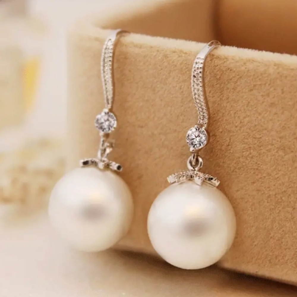 925 Silver Plated Faux Pearl & Rhinestone Earrings. NWT. Fast Ship. Beautiful.